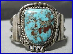 Stunning Vintage Navajo Bisbee Turquoise Sterling Silver Bracelet Old