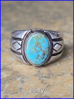 Stunning Vintage Navajo Turquoise 925 Ring Mens