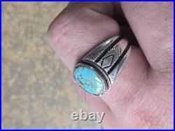 Stunning Vintage Navajo Turquoise 925 Ring Mens