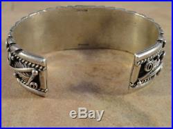 Stunning Vintage Pawn Sterling Silver Cuff Bracelet 2.80 oz (men's sz.)