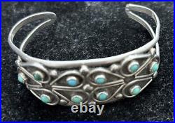 Stunning Vintage Signed D. A. Jim Native American Sterling Turquoise Bracelet