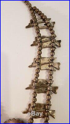 Stunning Vintage Zuni Native American Sterling Silver Squash Blossom Necklace