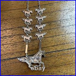 Super Intricate Vintage Native American Navajo Sterling Silver Horse Necklace