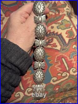 Superb Vintage Native American Navajo Jeanette Dale 8-link Concho Ss Bracelet