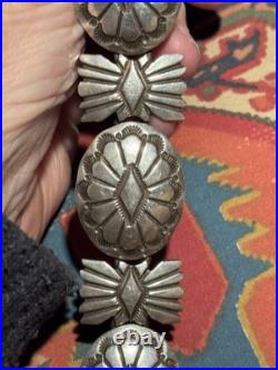 Superb Vintage Native American Navajo Jeanette Dale 8-link Concho Ss Bracelet