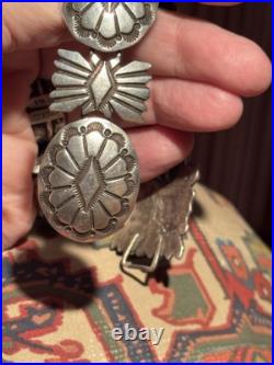 Superb Vintage Native American Navajo Jeanette Dale 8-link Concho Ss Bracelet