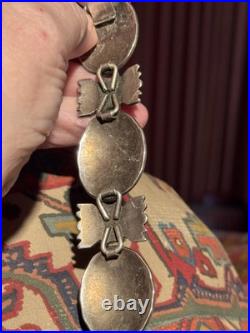 Superb Vintage Native American Navajo Jeanette Dale 8-link Concho Ss Bracelet