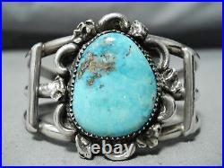 Superior Vintage Navajo Kingman Turquoise Sterling Silver Bracelet Old