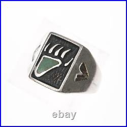 Sz11.5 Vintage Native American silver/turquoise bear paw ring