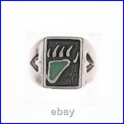 Sz11.5 Vintage Native American silver/turquoise bear paw ring