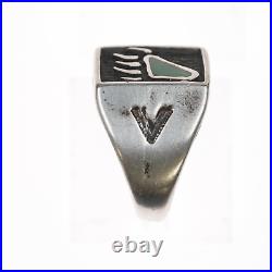 Sz11.5 Vintage Native American silver/turquoise bear paw ring