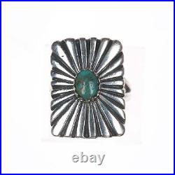 Sz6.25 Vintage Native American silver shield ring with turquoise