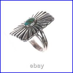 Sz6.25 Vintage Native American silver shield ring with turquoise