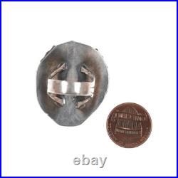 Sz6 Vintage Native American silver turquoise, coral xmassy ring