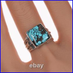 Sz8 Vintage MH Native American silver and turquoise ring