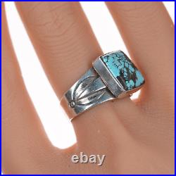 Sz8 Vintage MH Native American silver and turquoise ring