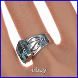 Sz8 Vintage MH Native American silver and turquoise ring