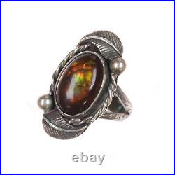 Sz 7.5 vintage Native American silver fire agate ring