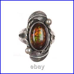 Sz 7.5 vintage Native American silver fire agate ring