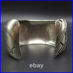 TOMMY SINGER Vintage NAVAJO Sterling Silver OVERLAY 4 Elements Cuff BRACELET