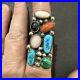 T. Benally, Navajo, VTG, Sterling Silver Ring with Multicolor Stones. Size 8.25