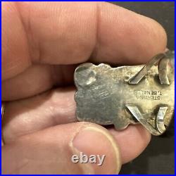 T. Benally, Navajo, VTG, Sterling Silver Ring with Multicolor Stones. Size 8.25