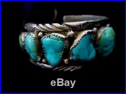 Thick CUFF Old Pawn Vintage Navajo Chunky Turquoise & Sterling Silver Bracelet
