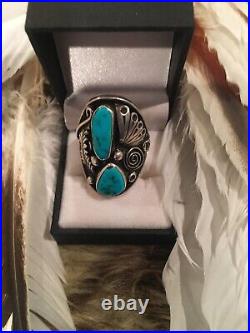 Turquoise Vintage Native American Men's ring size 13