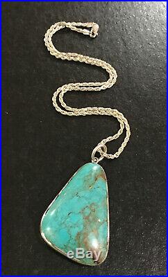 Turquoise necklace pendant Native American vintage Sterling Silver. 925 old pawn