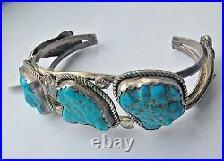 Tw Vintage Native American 925 Sterling Silver Turquoise Bracelet