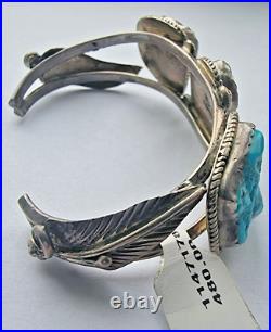 Tw Vintage Native American 925 Sterling Silver Turquoise Bracelet