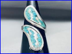 Twisting Turquoise Vintage Navajo Sterling Silver Ring