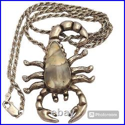Ultra Rare Scorpion! Vintage Native American Navajo Sterling Silver Necklace