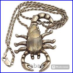 Ultra Rare Scorpion! Vintage Native American Navajo Sterling Silver Necklace