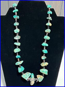 Unisex Vintage Native American Raw Genuine Large Turquoise Nugget Strand