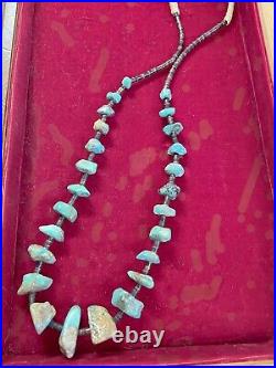Unisex Vintage Native American Raw Genuine Large Turquoise Nugget Strand