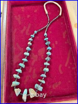 Unisex Vintage Native American Raw Genuine Large Turquoise Nugget Strand