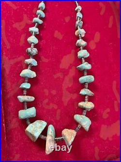 Unisex Vintage Native American Raw Genuine Large Turquoise Nugget Strand