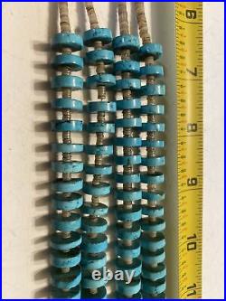 VINTAGE 35 Native American Navajo Turquoise and Heishi Shell Necklace