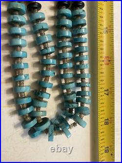 VINTAGE 35 Native American Navajo Turquoise and Heishi Shell Necklace