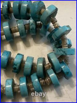 VINTAGE 35 Native American Navajo Turquoise and Heishi Shell Necklace