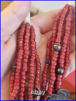 VINTAGE Don Lucas Signed Six Strand Concho Charm Beaded Necklace