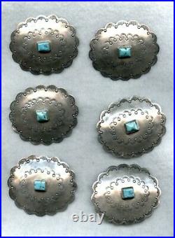VINTAGE NATIVE AMERICAN CONCHA SET OF 6 STERLING & TURQUOISE (ed)