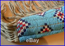 VINTAGE NATIVE AMERICAN SIOUX / CHEYANNE INDIAN BEADED LEATHER GUN HOLSTER c1900