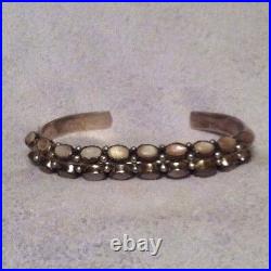 VINTAGE. NATIVE AMERICAN STERLING BRACELET. Possibly Mother Of Pearl Or Opals