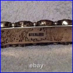 VINTAGE. NATIVE AMERICAN STERLING BRACELET. Possibly Mother Of Pearl Or Opals