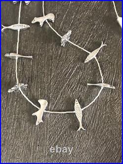 VINTAGE NATIVE AMERICAN STERLING SILVER 16pc ANIMAL NECKLACE 30 inches