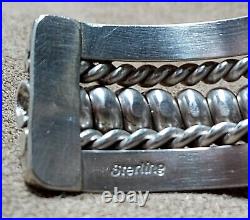 VINTAGE NAVAJO NATIVE AMERICAN HEAVY 50g+ STERLING SILVER COIL CUFF BRACELET