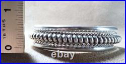 VINTAGE NAVAJO NATIVE AMERICAN HEAVY 50g+ STERLING SILVER COIL CUFF BRACELET