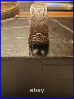 VINTAGE NAVAJO PETRIFIED WOOD STERLING SILVER BRACELET(broken)
